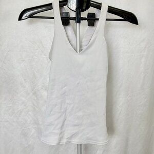 Alo | Ribbed Cross Back Tank White | Size S